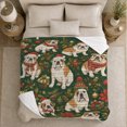 thumbnail image 5 of English Bulldog Christmas Pattern Poinsettias Boxes, Festive Pet Portrait Pattern, Warm Flannel Blanket for Living Room and Bedroom, Dog Lovers Christmas Gift, Pet Lover Home Decor, 5 of 9