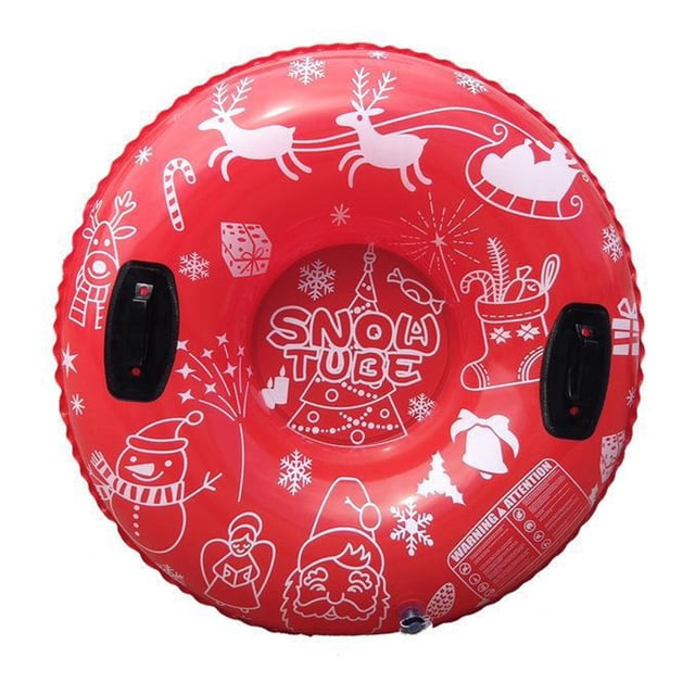Tubo Nieve Inflable Invierno Con Asas Círculo Piel Engrosada para Y Adultos () Rojo