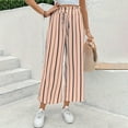 thumbnail image 5 of Women's Boho Palazzo Pants Wide Leg Striped Pants High Waisted Lounge Drawstring Pants Casual Holiday Trousers, 5 of 6
