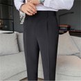 thumbnail image 4 of Men's Casual Pants Men's Slim Fit Small Feet High Waist Business Solid Color Casual Suit Pants Black 36, 4 of 9