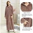 thumbnail image 7 of AMITOFO Long Hooded Robes for Women Soft Warm Fleece Zipper Bathrobe with Pockets and Jacquard Pattern, 7 of 7