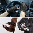 thumbnail image 2 of Guantes FIORETTO de piel auténtica sin dedos para hombre, color negro L, 2 of 6