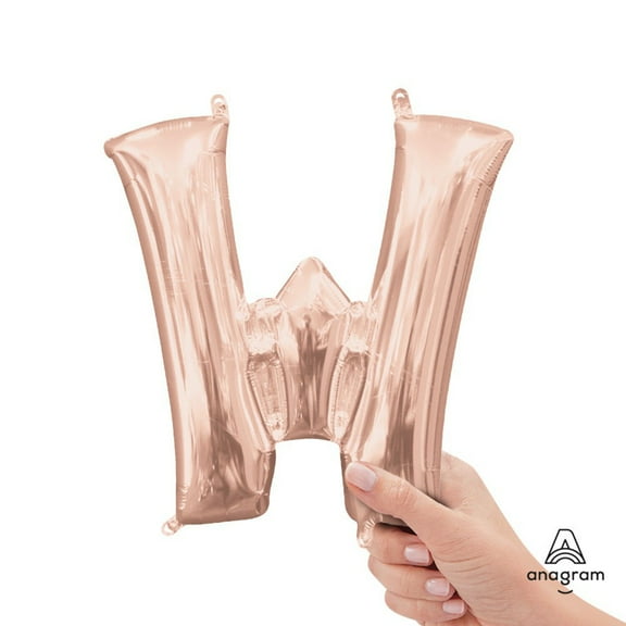 16 inch Letter W - Anagram - Rose Gold (Air-Fill Only) Foil Mylar Balloon - Party Supplies Decorations