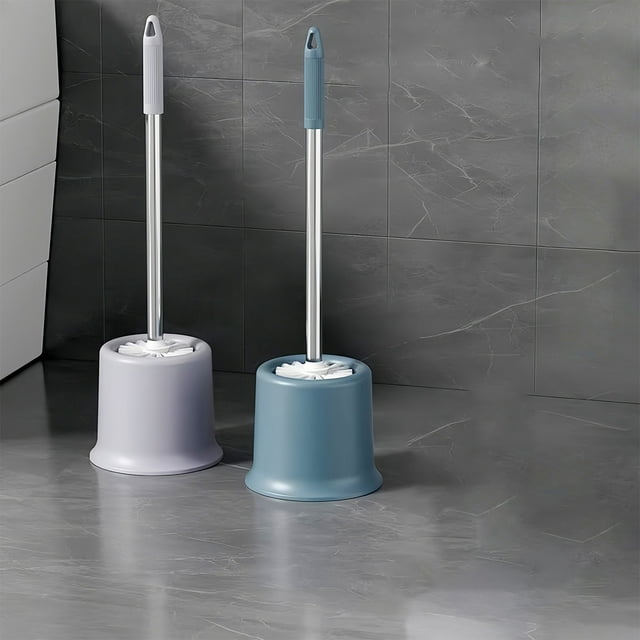 Cagogo under $5 2Pcs Toilet Bowl Brush Set, Toilet Bowl Brush Set,Compact Cleaner with Holder,Bathroom Cleaning Tool,Long Handle Brush for Ceramic Surfaces,Hollow Drainage Storage Base