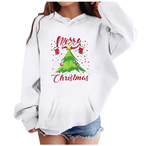 Christmas Hoodies for Girls Graphic Casual Long Sleeve Sweatshirts Holiday Hoodie Boys Girls Size 6-7 Years Clothes