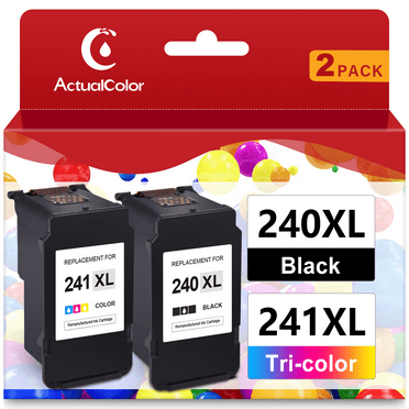 240 241 Ink Cartridge for Canon 240XL and 241XL PG-240XL and CL-241XL Ink Cartridge Combo Pack for Canon Pixma MG3620 TS5120 MG3520 MG3220 MX472 MX452 Printer(1 Black, 1 Tri-Color)