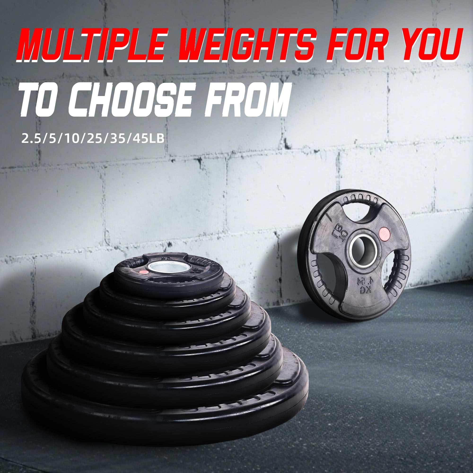 FlexWave 2-Inch Olympic Cast Iron Weight Plates，Multiple Sizes & Set Options, for Strength Training & Weightlifting