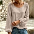 thumbnail image 3 of Lmueinov Long Sleeve Shirts for Women Cotton Linen Crew Neck Loose Fit Pullover Tops Solid Lightweight Casual Trendy Summer Fall Vacation Outfits, 3 of 6