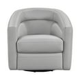 thumbnail image 4 of Desi Swivel Accent Chair in Dove Grey Genuine Leather Firm Foam, 4 of 10