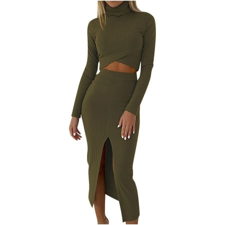 

Kakina CMSX Workout Sets for Women Clearance Women Sexy Long Sleeve Casual Solids Sets Blouse Nightdress Party Skirt+Top