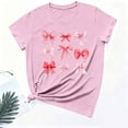 thumbnail image 4 of GaThRRgYP Womens Clothes under $8,Women's Bow Fashion Casual Printed Round Neck Short Sleeved T-shirt Top Pink M, 4 of 6