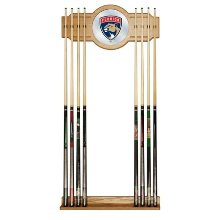 Florida Panthers NHL Stained Wood Cue Rack with Mirror - Red, Navy, Gold