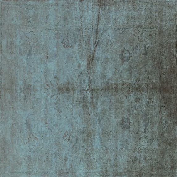 Ahgly Company Indoor Square Oriental Light Blue Industrial Area Rugs, 7' Square