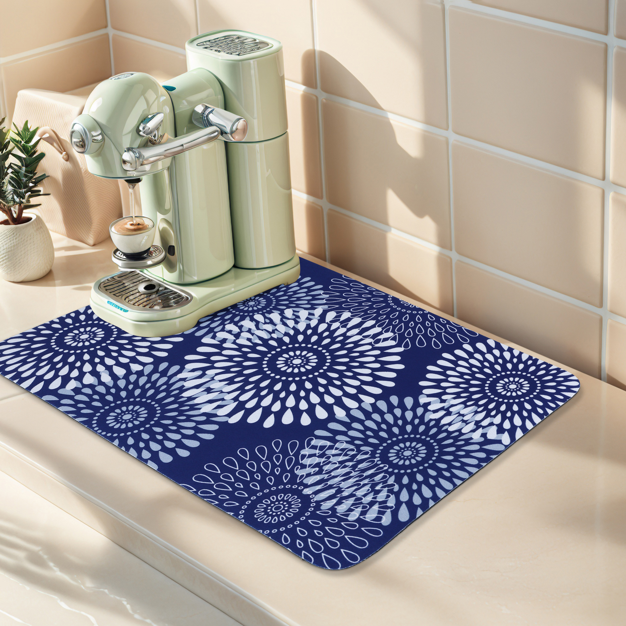 Unique Bargains Quick Dry Dish Drying Mats for Home Blue 15.7*11.8 inch