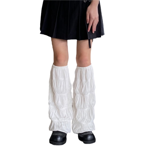 VISgogo Calentadores de piernas para mujer, color sólido, sin pies, elásticos hasta la rodilla, cubiertas sueltas para pantorrilla para niñas, negro/blanco/verde/azul VISgogo moda