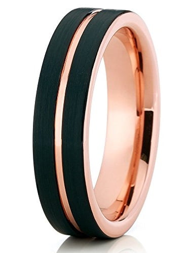 6mm Strip Rose Gold IP Solid Titanium Band Ring Wedding Band Women's Ring 
