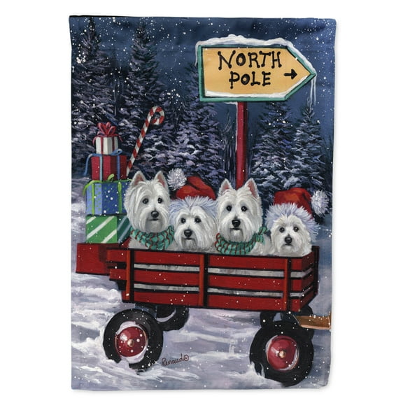 Carolines Treasures PPP3227GF Westie Christmas Red Wagon Flag Garden Size  Small multicolor