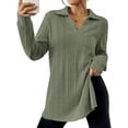 thumbnail image 2 of Women'S 2025 Fall Long Sleeve Half Zip Casual Oversized Ribbed Knit Pullover Sweater Top Army Green M, 2 of 9