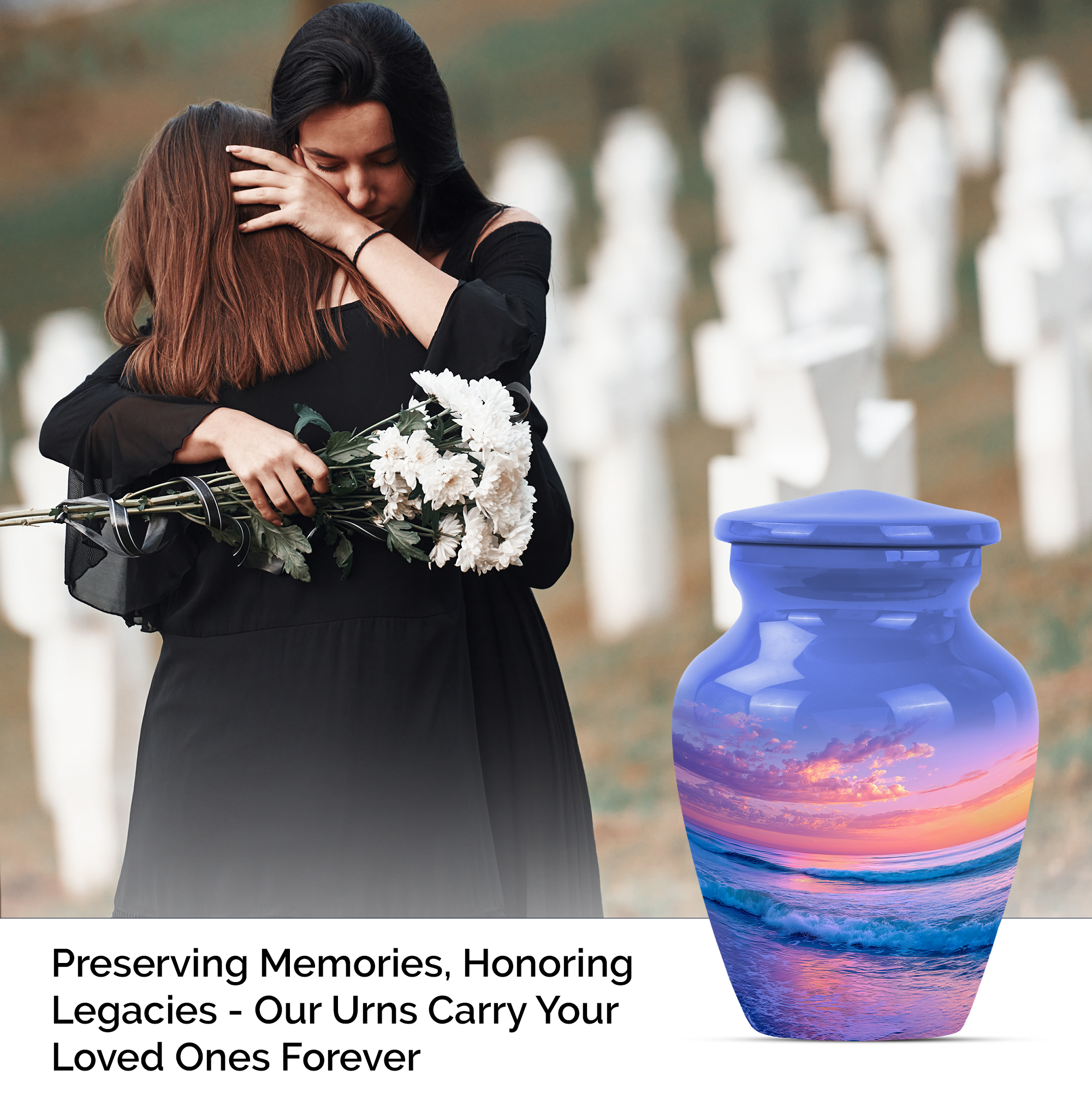 Sunset Beach Urn For Ashes Adult Human - 3 Inch Urns For Human Ashes Set Of 4 - Small Cremation Urns For Women - Sunset Keepsake Funeral Urn For Adult Female ( Size:- 3 Inch Set Of 4 )