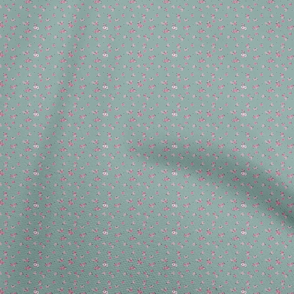 oneOone Viscose Jersey Dusty Green Fabric Floral Sewing Material Print Fabric By The Yard 60 Inch Wide