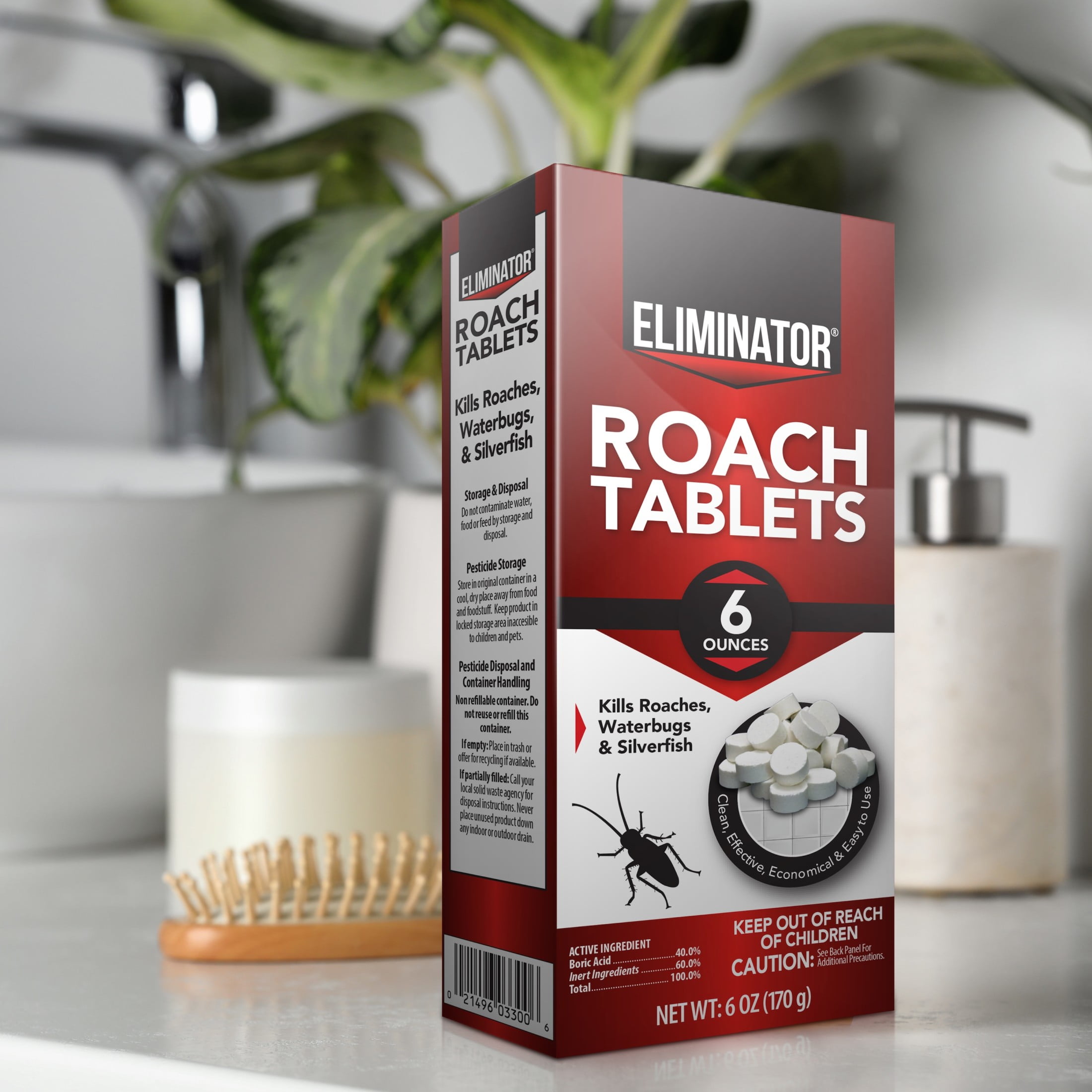 Eliminator Roach Tablets 6 Ounce, Boric Acid, - Kills Roaches, Waterbugs, and Silverfish