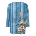 thumbnail image 4 of CYMMPU Tunic Tops 3/4 Sleeve Flower Printed Loose Fit Blouses for Women Dressy Casual Spring Tops Round Neck Summer Fashion Shirts Lightweight Basic T-Shirts Blue XXXL, 4 of 5
