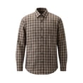 thumbnail image 3 of Zenithor Cotton Plaid Button-Up Shirts for Men, Regular Fit Long Sleeve Tops, Outdoors Casual Wear Brown Sizes M-3XL, 3 of 4