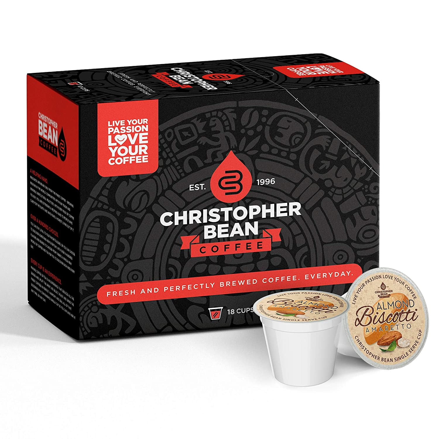 Christopher Bean KCup Coffee Pods, Amaretto Almond Biscotti, 12 Count For Keurig Brewers