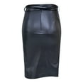 thumbnail image 6 of Idoravan Women's Basic Versatile Skirt Clearance Fashion Women High Waist Casual Ladies Solid Button Mini Fit Leather Skirts, 6 of 6