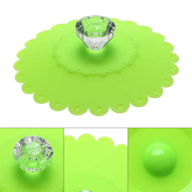Termo Tapa de copa de diamante de silicona de encaje Tapa de copa de aislamiento térmico (verde) Tmvgtek Libre de BPA
