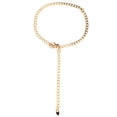 thumbnail image 1 of Cinturones de cadena de metal para mujeres INSPIRE CHIC, cinturones de cintura para vestidos y jeans, cinturón decorado de 37.8" con hebilla redonda dorada, 1 of 5