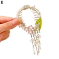 thumbnail image 2 of CSChome Griffe de Queue de Cheval Dame Griffe de Queue de Cheval - Fleur de Perle Brillante Décoration de Cheveux en Acier Inoxydable, 2 of 6