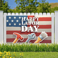 thumbnail image 5 of Decorative Design Happy Labor Day Banner American Flag Elements Patriotic Celebration Polyester Material Hammer Wrench for Labor Day Party Outdoor Event Indoor Decoration, 5 of 7