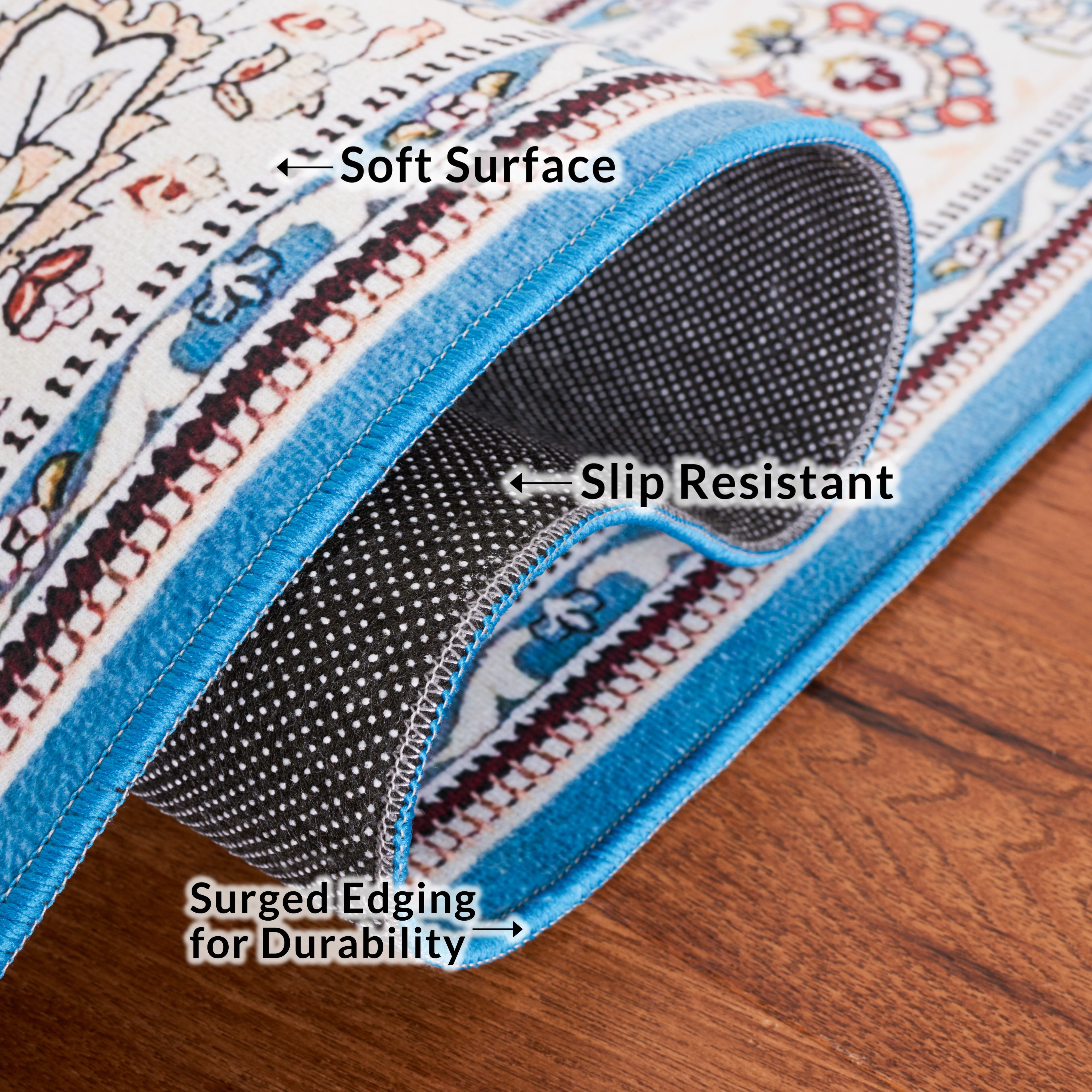 SAFAVIEH Tucson Natalie Traditional Machine Washable Area Rug, 6' x 6' Square, Turquoise/Beige