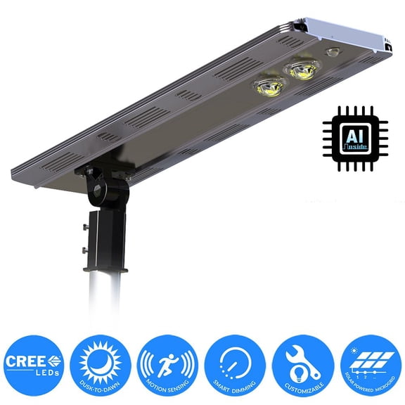 Solar Hybrid CREE LED Street Light 3200 Lumens 3rd Gen Solar Hybrid Microgrid Outdoor Area & Parking Lot Lighting, Dusk-to-Dawn Commercial LED Street/Path Light