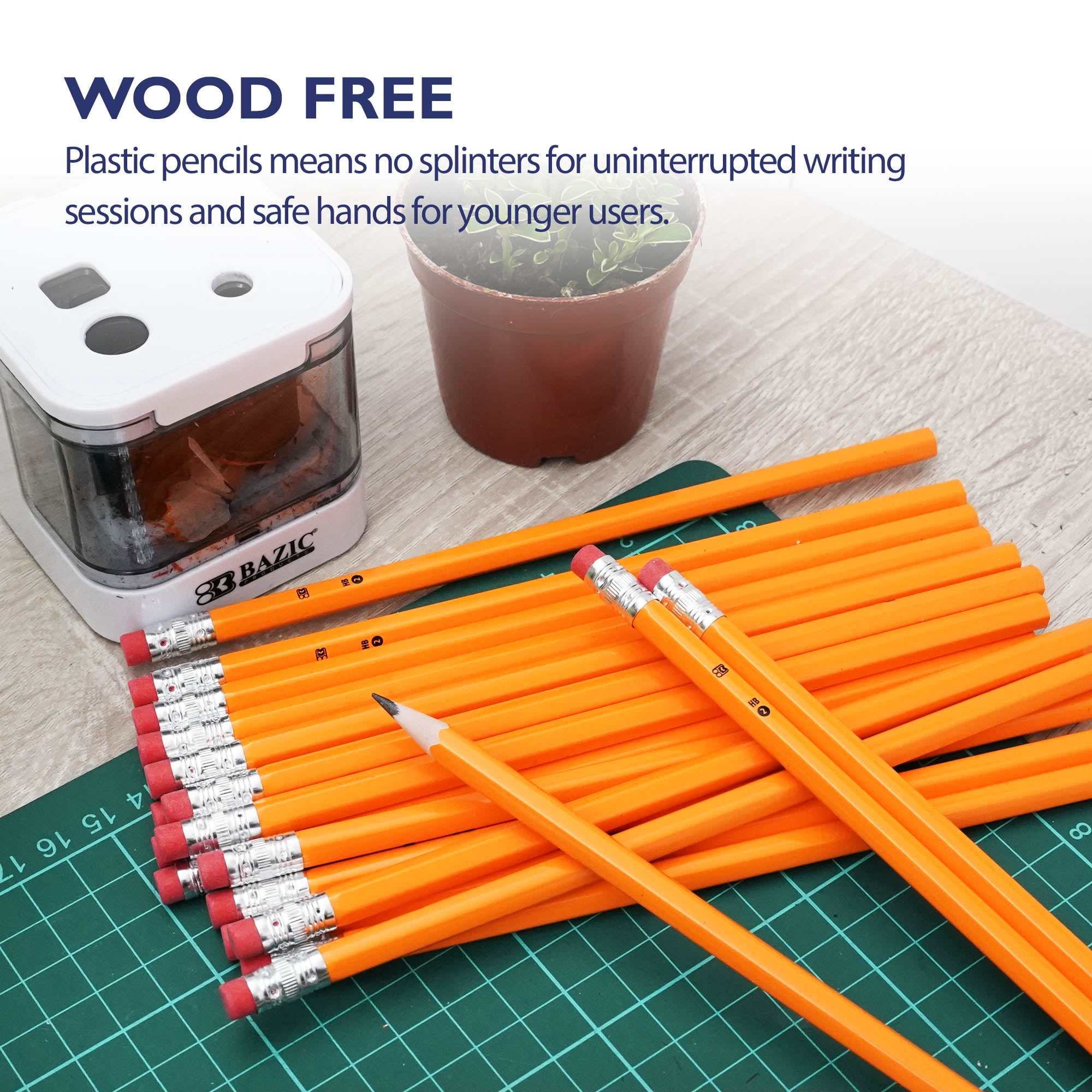 BAZIC #2 HB Yellow Pencils, Unsharpened, Wood Free Latex Free