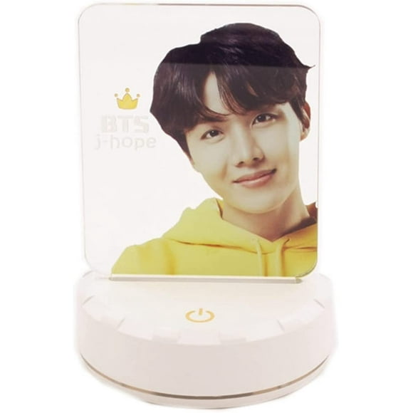 Kpop BTS Map of The Soul Persona Acrylic Plate Figure LED Lamp, Jin Jimin Suga J-Hope Jungkook V RM USB Night Light Bedside Lamp, 7 Colors