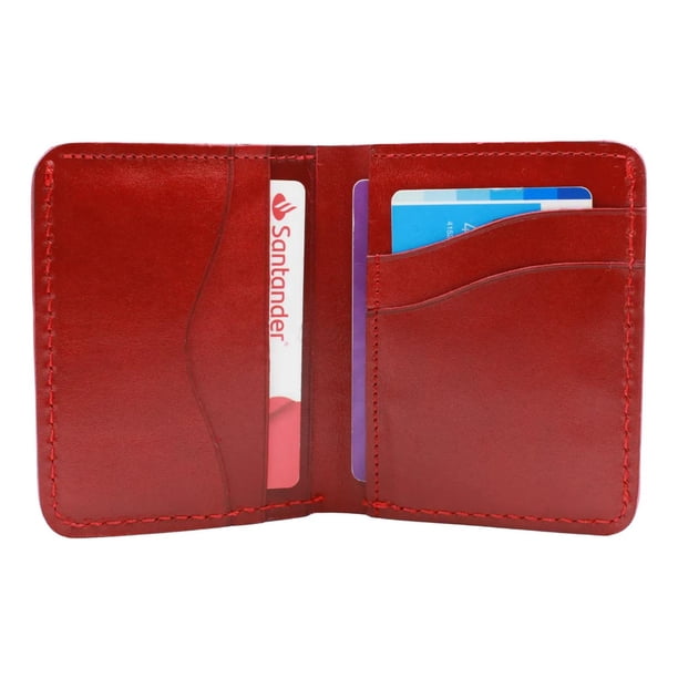Cartera Hombre Piel Genuina Pull Up Ligero Curvas rojo