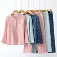 thumbnail image 4 of Uccdo 2Pcs Little Girls Boys Cotton Long Sleeve Pajamas Set Kids Button Down Printed Sleepwear Nightwear Loose Fit 3-10 Years, 4 of 7