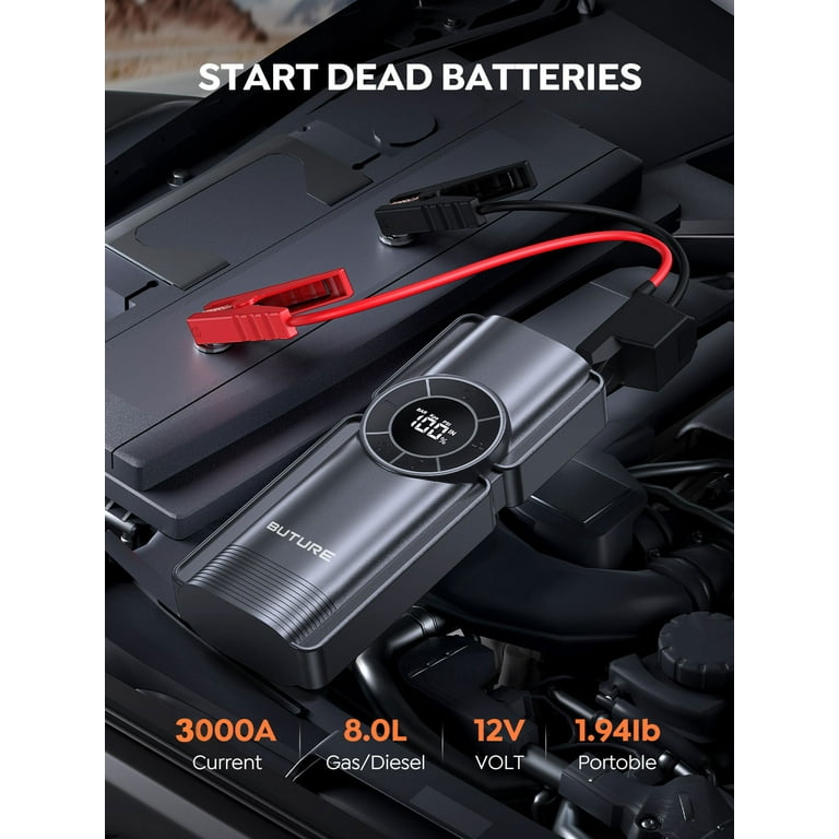 Car Jump Starter with Air Compressor, UTRAI 150PSI 3500A 27000mAh 12V  Battery Booster Jump Box (Up tp All Gas and 8L Diesel), Battery Jumper  Starter Portable with Power Bank Digital Tire Inflato 