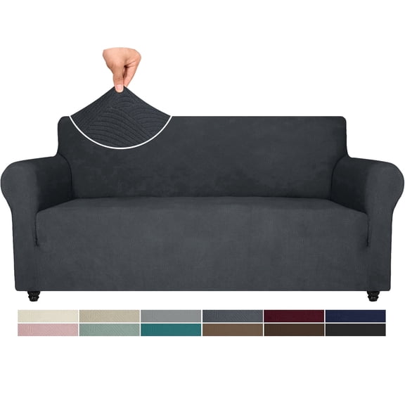 JIATER 1-Piece Sofa Cover Stretch Couch Cover Washable Sofa Slipcover Furniture Protector for 3 Cushion Sofa,Dark Gray