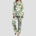 thumbnail image 7 of YDFCWXW Women's V-Neck Floral Print Pajama Set, Long Sleeve Button-Down Top and Pants, Soft Comfortable Nightwear Loungewear AG, L, 7 of 7