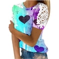 thumbnail image 1 of Camisas de Manga Corta para las Mujeres Impresión Cuello Redondo Suéter Encaje Blusa, Top Casual para el Hogar Y Diario, 1 of 1