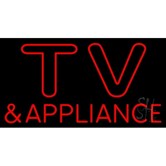 Tv And Appliance LED Neon Sign 20" Tall x 37" Wide - inches Black Square Cut Acrylic Backing, with Dimmer - Premium built indoor Sign for Storefront, Store interior, Exhibition, Decor.