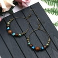 thumbnail image 2 of Yesbay Bohemian Big Circle Wooden Beads Hook Earrings Women Ethnic Faux Turquoise Jewelry, 2 of 8