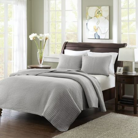 Madison Park 3pc Full/Queen Mitchell Reversible Coverlet Set Gray