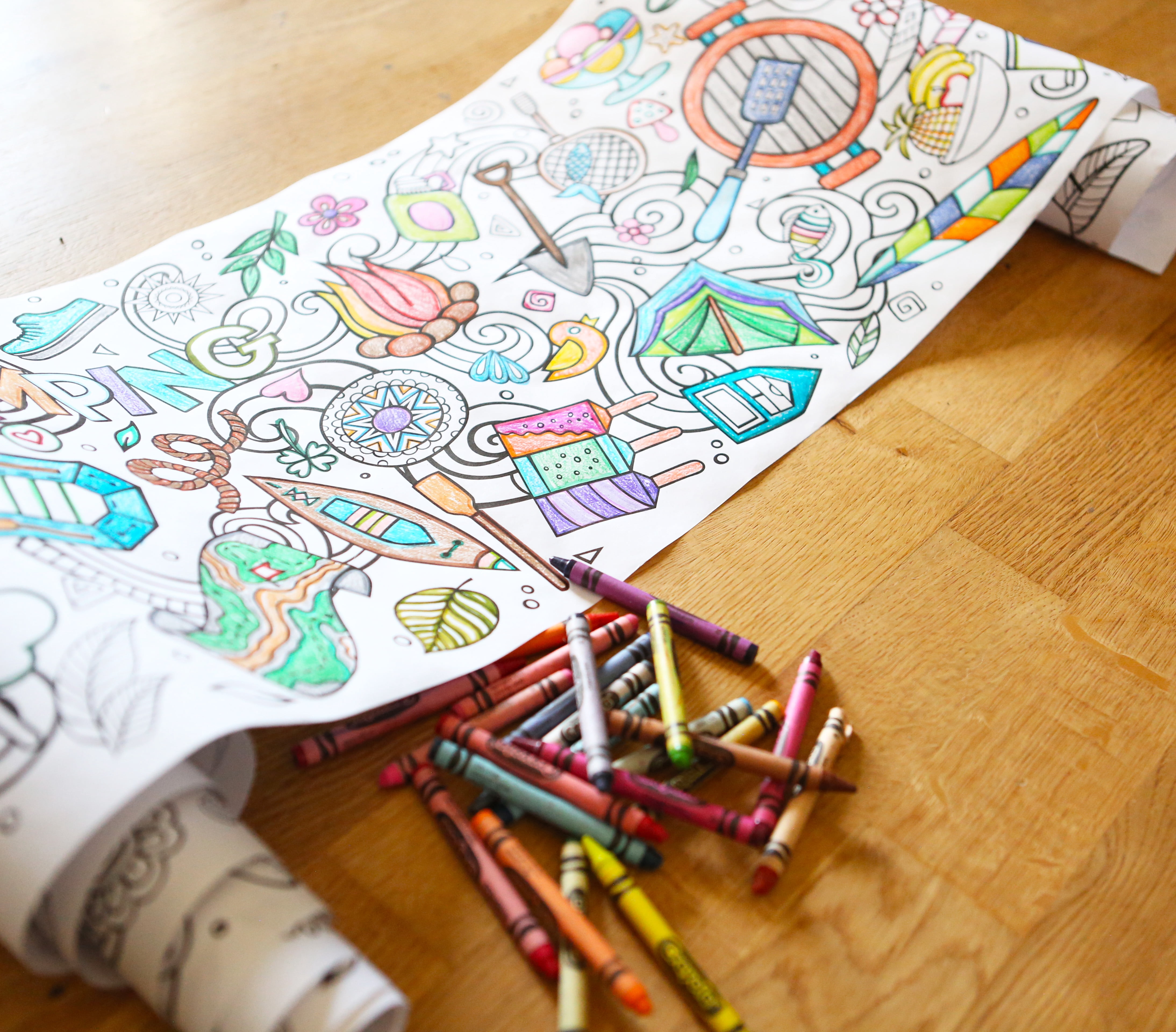Coloring Paper Roll - 18-Foot Drawing Paper Roll for Kids and Adults, Use in Kids' Easel or as Giant Coloring Poster, Large Sheet with Durable Paper, Perfect for Parties, Classrooms & Work (Summer)
