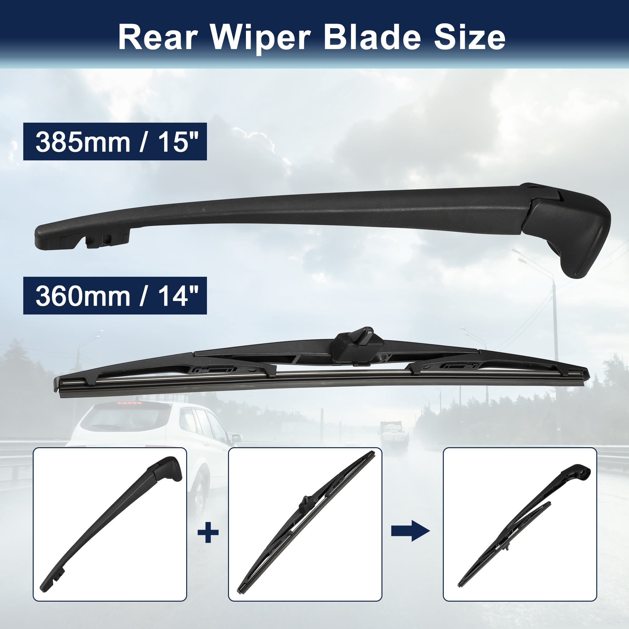 Rear Windshield Wiper Blade Arm Set Replacement for Honda Pilot 2009 2010 2011 2012 2013 2014 2015