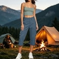 thumbnail image 6 of AKOEE Cargo Capris for Women High Waist Multi Pockets Lightweight Quick Dry Workout Summer Casual Capri Pants (XL, Navy), 6 of 7