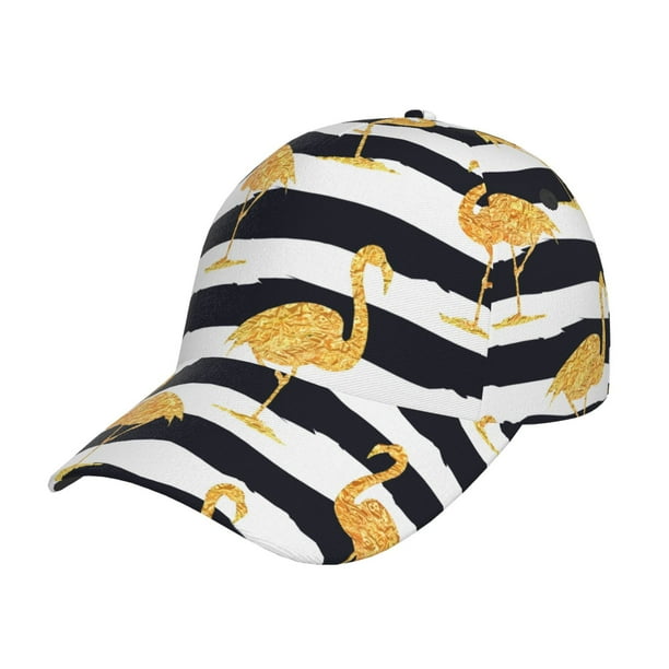 Fotbe Gold Flamingo Gorro Clásico de Béisbol, Gorra Ajustable con Broche Snapback, Gorro de Exterior de Algodón Suave